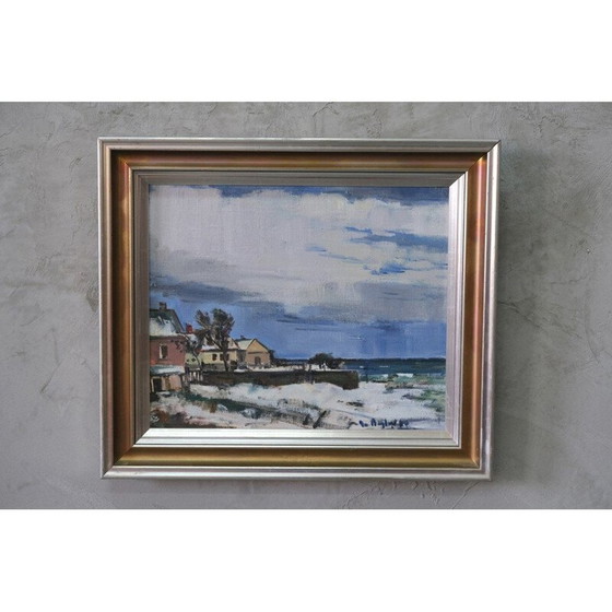 Image 1 of Vintage olieverfschilderij op doek van Gunnar Herman Berglund, Zweden 1960