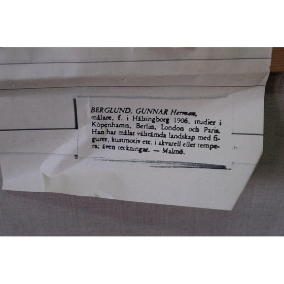 Image 1 of Vintage olieverfschilderij op doek van Gunnar Herman Berglund, Zweden 1960