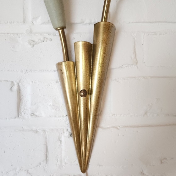 Image 1 of Vintage Messing Pastelkleurig Fifties Mcm Wandlampje