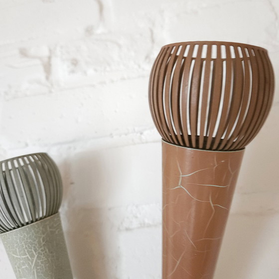 Image 1 of Vintage Messing Pastelkleurig Fifties Mcm Wandlampje