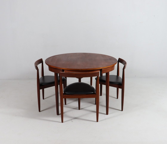 Image 1 of Teakhouten eettafelset van Hans Olsen voor Frem Røjle, model: 'Roundette', Denemarken, jaren 1960