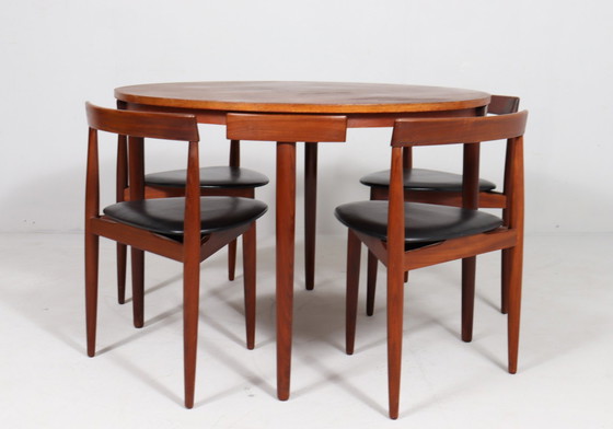 Image 1 of Teakhouten eettafelset van Hans Olsen voor Frem Røjle, model: 'Roundette', Denemarken, jaren 1960