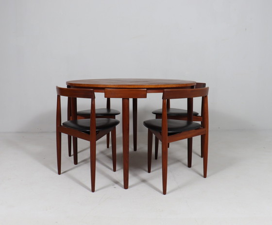 Image 1 of Teakhouten eettafelset van Hans Olsen voor Frem Røjle, model: 'Roundette', Denemarken, jaren 1960