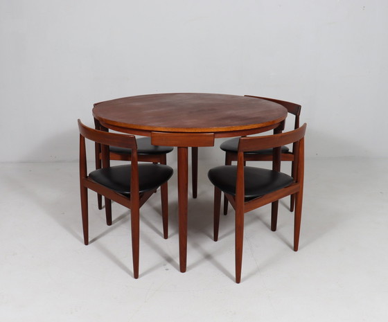 Image 1 of Teakhouten eettafelset van Hans Olsen voor Frem Røjle, model: 'Roundette', Denemarken, jaren 1960