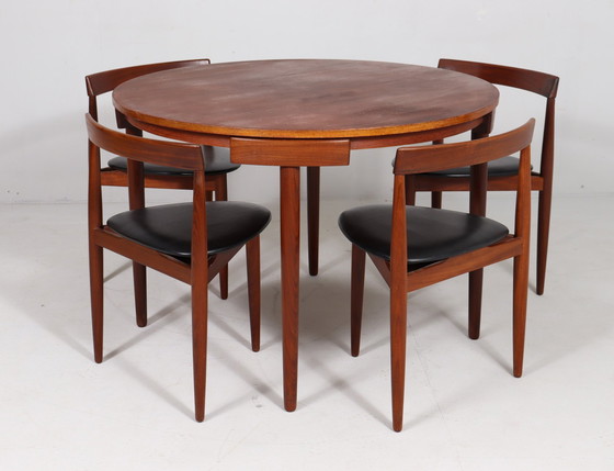 Image 1 of Teakhouten eettafelset van Hans Olsen voor Frem Røjle, model: 'Roundette', Denemarken, jaren 1960