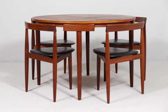 Image 1 of Teakhouten eettafelset van Hans Olsen voor Frem Røjle, model: 'Roundette', Denemarken, jaren 1960