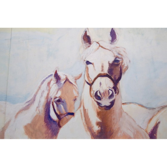 Image 1 of Vintage schilderij met paardenmotief, Tsjechoslowakije 1970