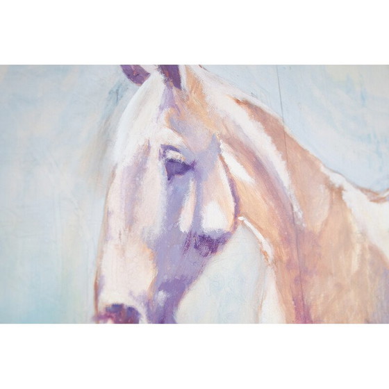 Image 1 of Vintage schilderij met paardenmotief, Tsjechoslowakije 1970