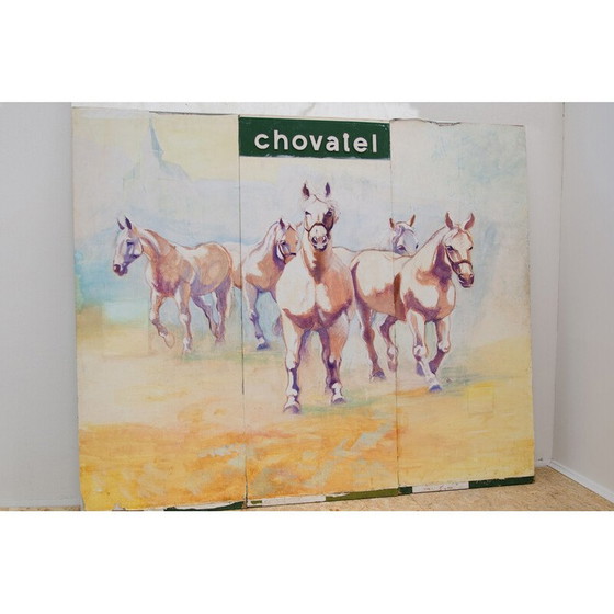 Image 1 of Vintage schilderij met paardenmotief, Tsjechoslowakije 1970