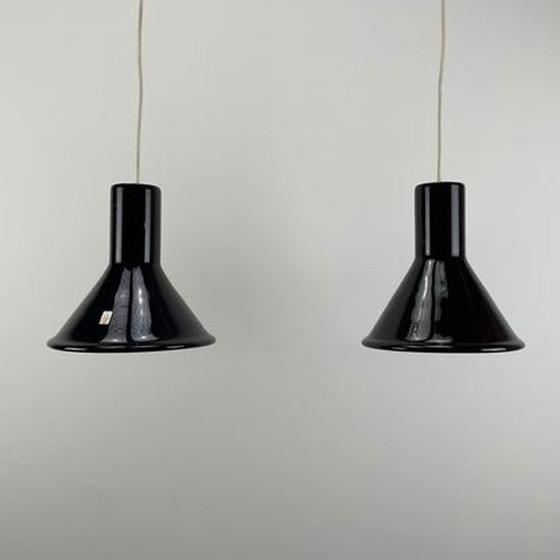 Image 1 of 2X Holmegaard P&T Mini Hanglampen Van Michael Bang - Paars Glas