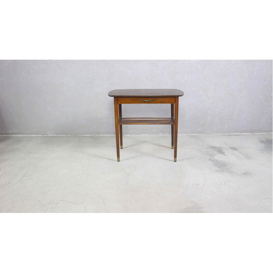 Image 1 of Vintage mahonie nachtkastje met messing handvat, Denemarken 1950