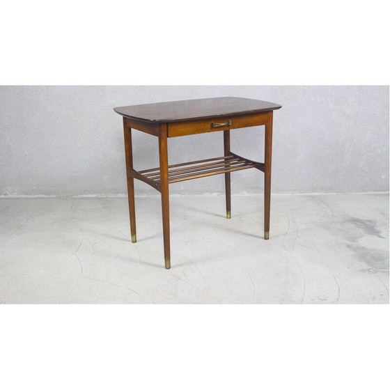 Image 1 of Vintage mahonie nachtkastje met messing handvat, Denemarken 1950