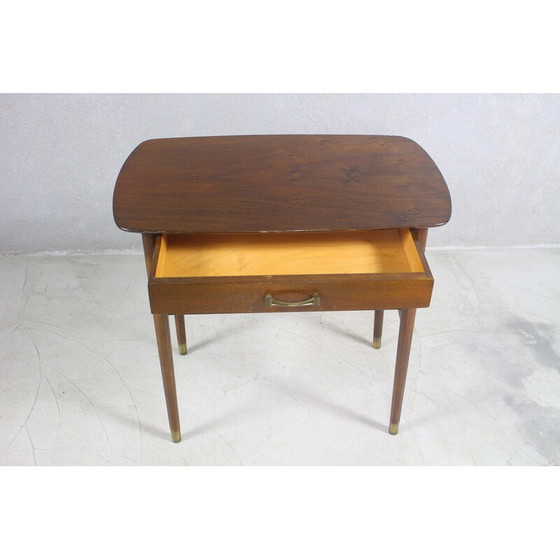 Image 1 of Vintage mahonie nachtkastje met messing handvat, Denemarken 1950