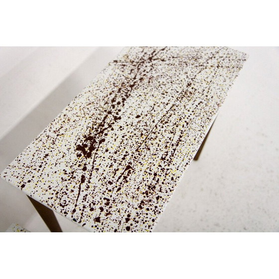 Image 1 of Paar vintage geëmailleerde bijzettafeltjes, Zweden 1970