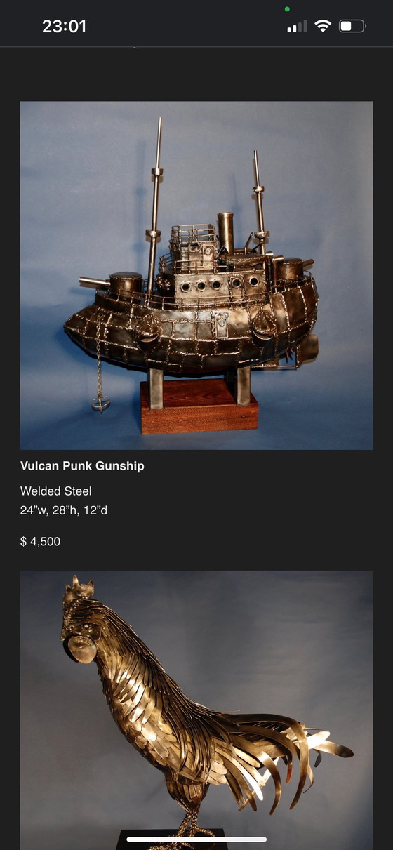 Image 1 of Vintage design Steampunk sculptuur Schip