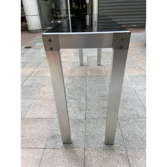 Image 1 of Vintage consoletafel in roestvrij staal en rookglas van Gae Aulenti, jaren 1970