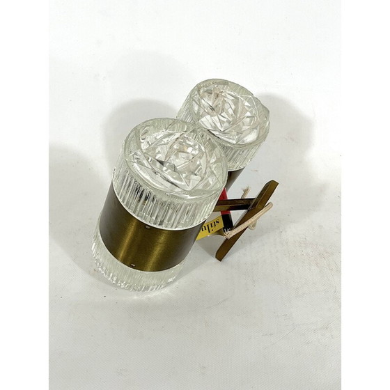 Image 1 of Vintage wandlamp in glas en gouden aluminium van Stilux Milano, Italië 1960
