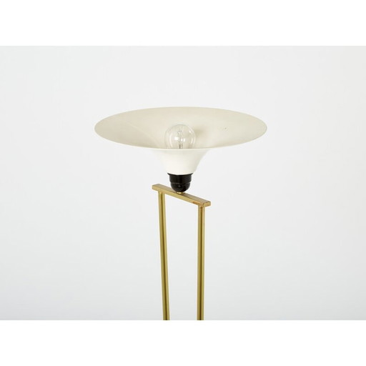Vintage Italiaanse staande lamp Stilnovo in messing en opaline, 1960