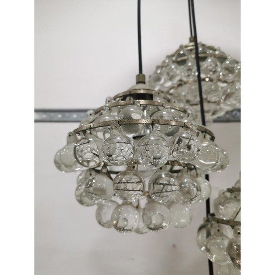 Image 1 of Vintage kroonluchter in staal en glas van Zero Quattro, Italië, 1950