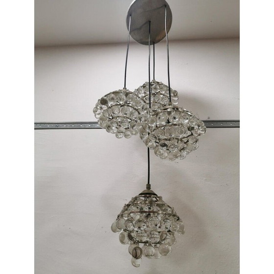 Image 1 of Vintage kroonluchter in staal en glas van Zero Quattro, Italië, 1950