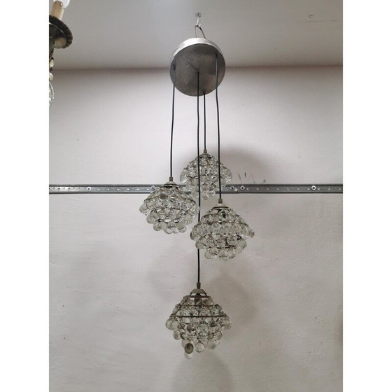 Image 1 of Vintage kroonluchter in staal en glas van Zero Quattro, Italië, 1950