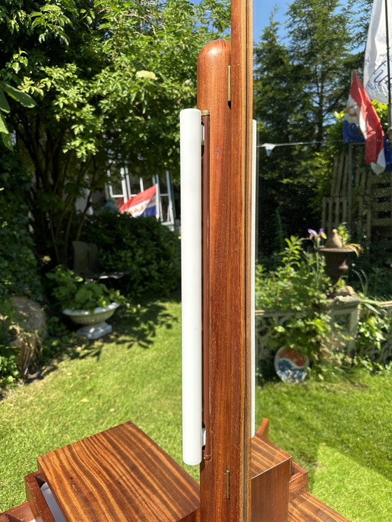 Image 1 of Vintage haltafel met verlichting en bekleed bankje