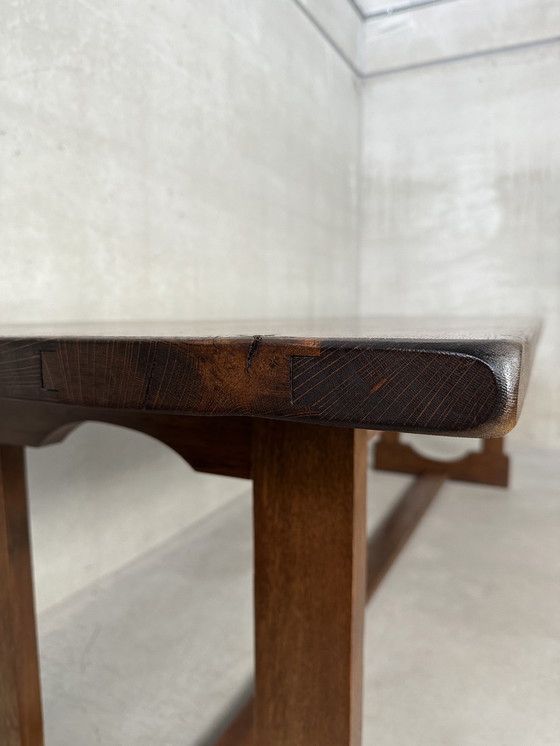 Image 1 of Vintage brutalist XL eettafel in eik (10 personen)