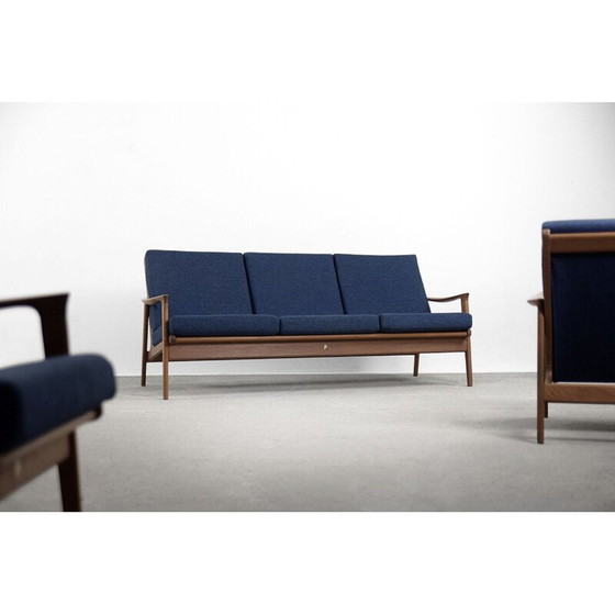 Image 1 of Set vintage moderne teakhouten sofa en 2 fauteuils van Parker Furniture, Australië, jaren 1950