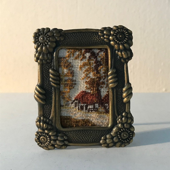 Image 1 of Koperen Lijstje Met Zonnebloemenrand