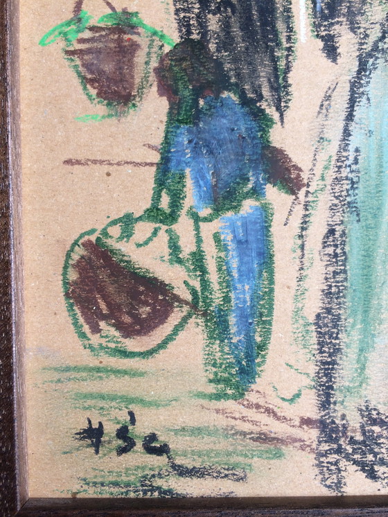 Image 1 of Schilderij van Henry Saint-Clair (1899-1990) "Marché Normand" (Normandische markt)