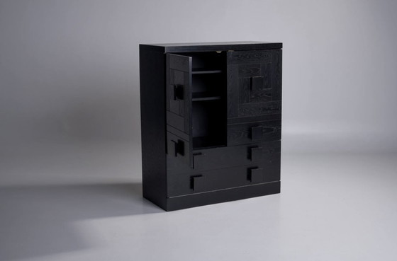 Image 1 of Belgian Brutalist Cabinet With Graphical Design ’70S