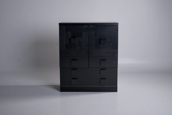 Image 1 of Belgian Brutalist Cabinet With Graphical Design ’70S