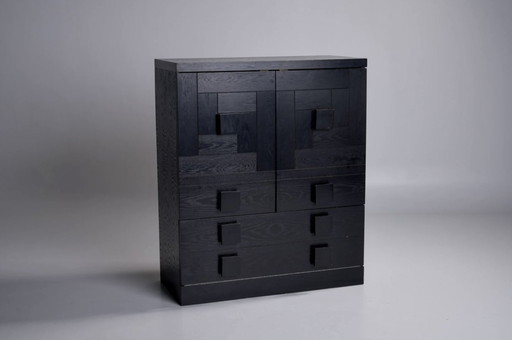 Belgian Brutalist Cabinet With Graphical Design ’70S