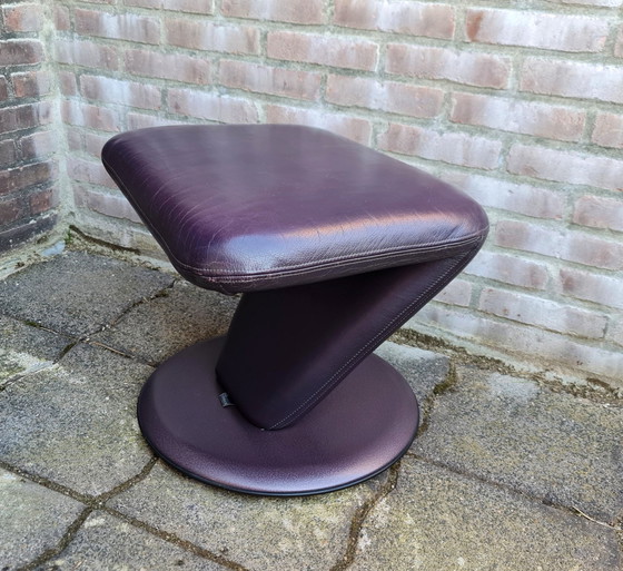 Image 1 of Leolux Zitpoef Hocker Voetenbank Vintage Paars Als Nieuw 