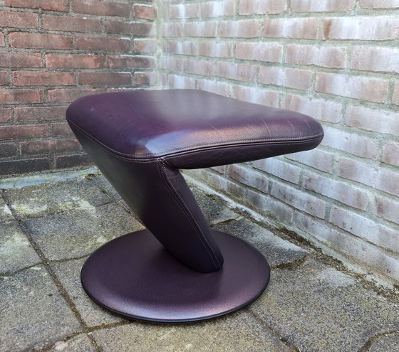 Image 1 of Leolux Zitpoef Hocker Voetenbank Vintage Paars Als Nieuw 