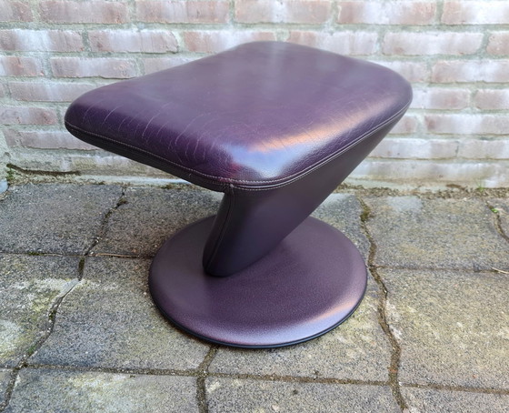 Image 1 of Leolux Zitpoef Hocker Voetenbank Vintage Paars Als Nieuw 