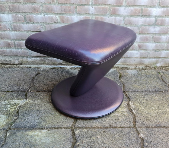 Image 1 of Leolux Zitpoef Hocker Voetenbank Vintage Paars Als Nieuw 