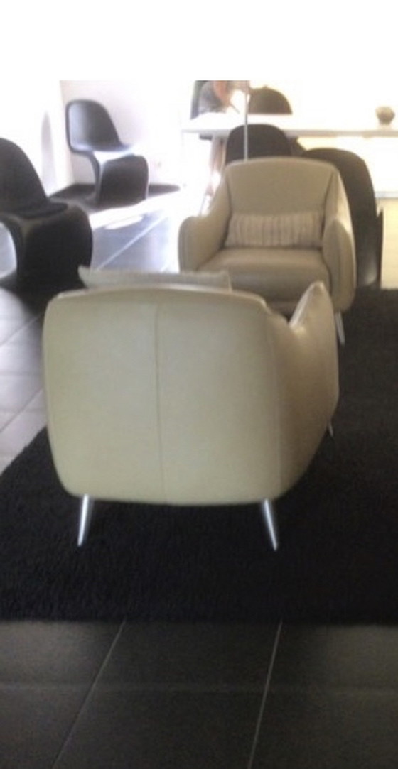 Image 1 of 2x Lederen Natuzzi Platea fauteuils