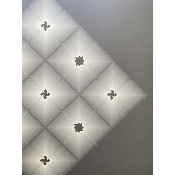 Image 1 of Vintage fotolithografie "Tribute to Vasarely" 13/15 door Jim Bird voor Poligrafa, Barcelona 1970