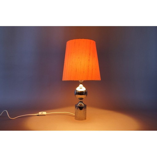 Vintage zilveren metalen bedlampje, Duitsland 1970