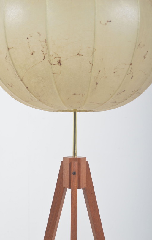 Vintage Cocoonlamp Op Tripod In Teak, Jaren '60