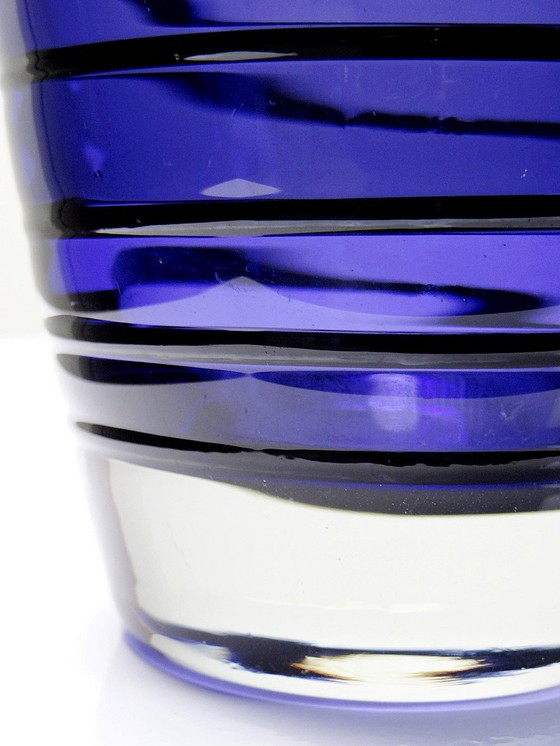 Image 1 of Hoge Vaas Obus Verre De Murano Paars Blauw Ontwerp Vintage