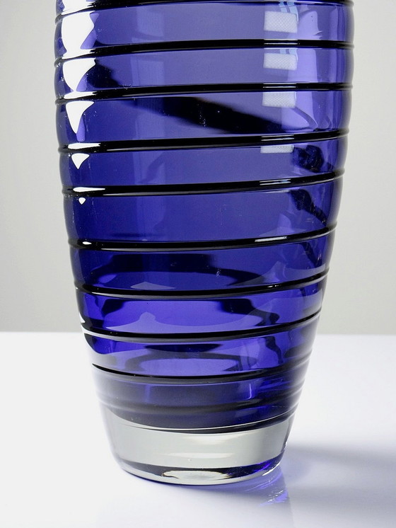 Image 1 of Hoge Vaas Obus Verre De Murano Paars Blauw Ontwerp Vintage