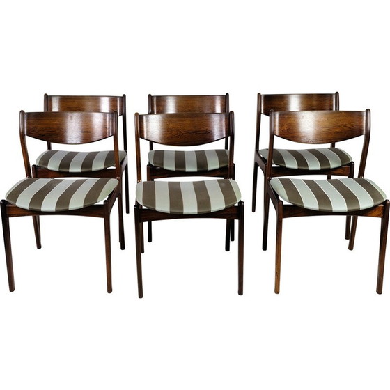 Image 1 of Set van 6 vintage rozenhouten eetkamerstoelen door Farsø møbelfabrik, 1960
