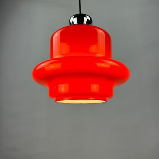 Hustadt Leuchten Hanglamp - Rood Opaline Glas, 1960