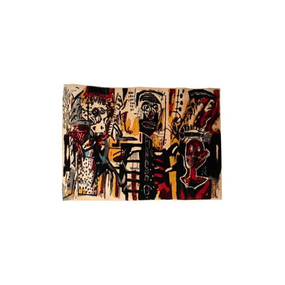 Image 1 of Vintage Notary wollen vloerkleed van Jean-Michel Basquiat