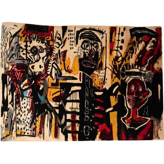 Image 1 of Vintage Notary wollen vloerkleed van Jean-Michel Basquiat