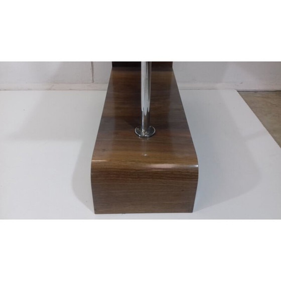 Image 1 of Vintage Art Deco vloerlamp van staal, hout en glas door Jindřich Halabala, Tsjecho-Slowakije 1930