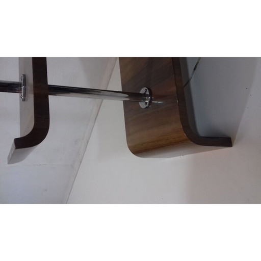 Vintage Art Deco vloerlamp van staal, hout en glas door Jindřich Halabala, Tsjecho-Slowakije 1930