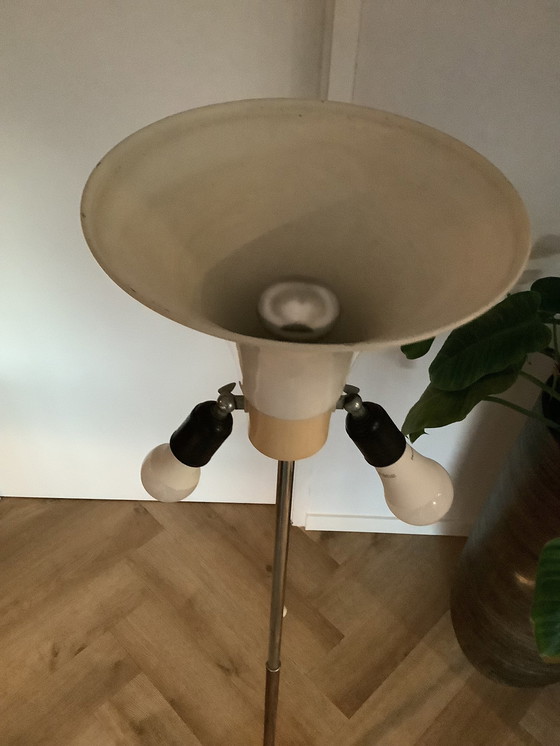 Image 1 of Herda Holland Vintage Vloerlamp Hout & Chroom ‘60